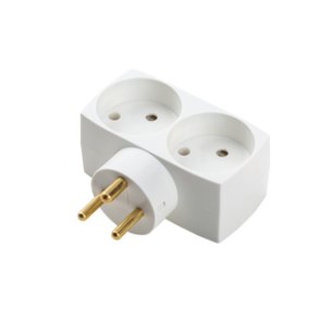 Dobbeltstik D2E 2 runde m/jord hvid