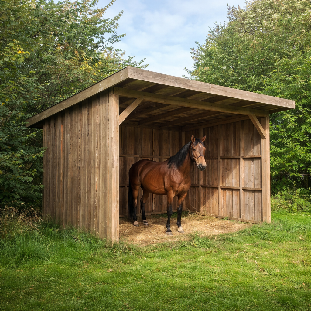 hest i l&aelig;skur fra Oksb&oslash;l Savv&aelig;rk 