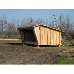 Kb komplet Oksbl shelter med byggetegning.