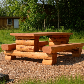 Bord med b�nke i stammer