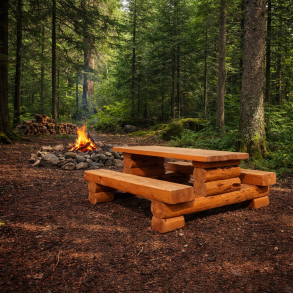 Bord med b�nke i stammer (2,1 meter)