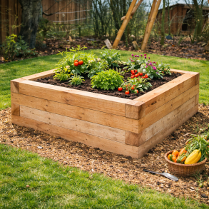 H�jbed i l�rketr� 1x1m.