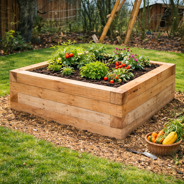 H�jbed i l�rketr� 1x1m.