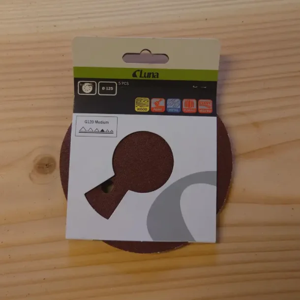 SLIBEPAPIRSRONDEL 125 MM K120 8-HUL