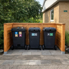 Skraldespandsskjuler til 3 spande