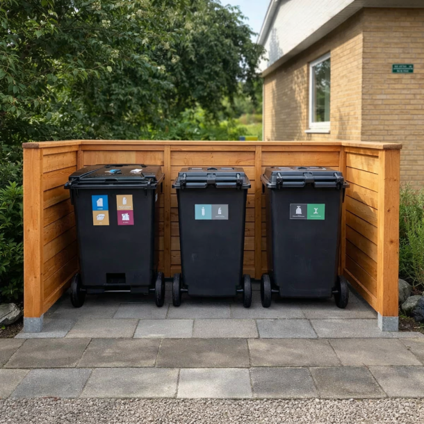 Skraldespandsskjuler til 3 spande