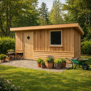 Udhus med ensidet tagh�ldning - 10,1kvm (Byg selv) 